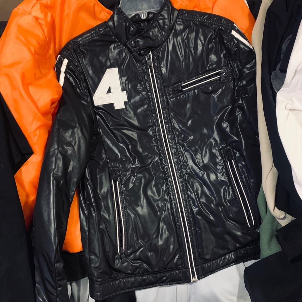 Express Men Black Striped Sports Jacket Sz S